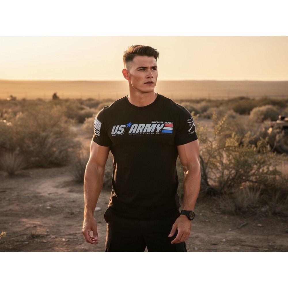 Grunt Style US Army‎ American Heroes Black Graphic T Shirt Men's SmallPatriotic